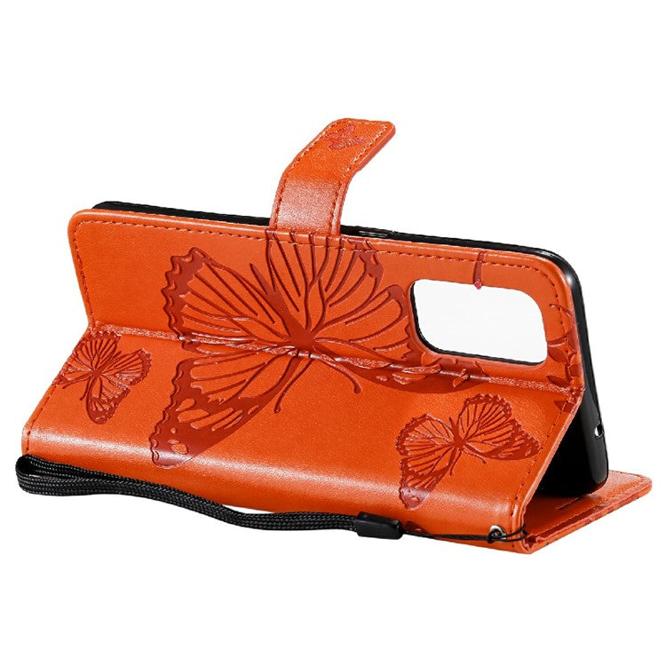 KT Imprinting Flower Series-2 Butterfly Pattern Imprinting Protective Shockproof Magnetic Clasp Wallet Leather Phone Cover Case with Stand for Oppo Reno5 4G/5G/Reno5 K/Find X3 Lite - Orange