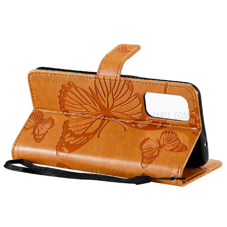 KT Imprinting Flower Series-2 Butterfly Pattern Imprinting Protective Shockproof Magnetic Clasp Wallet Leather Phone Cover Case with Stand for Oppo Reno5 4G/5G/Reno5 K/Find X3 Lite - Yellow