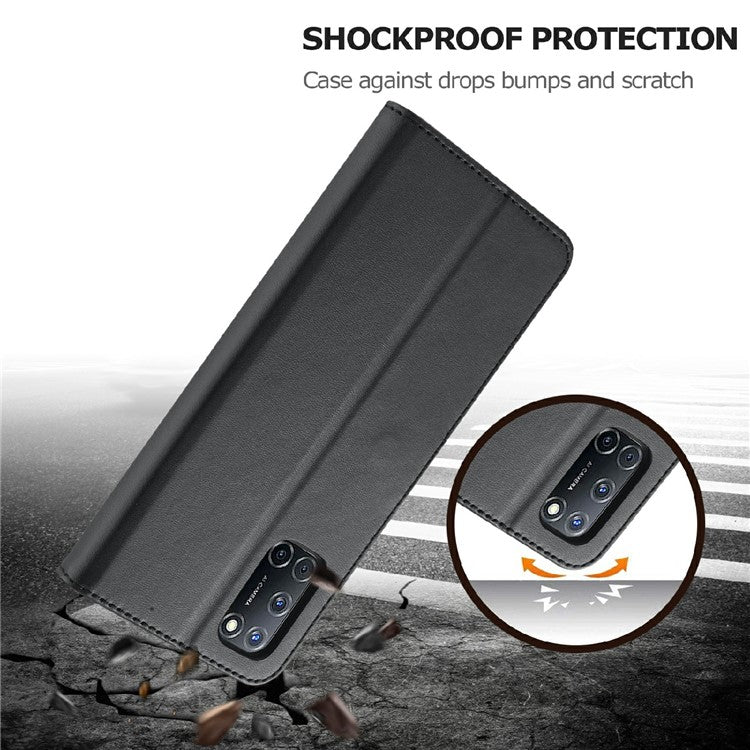 LC.IMEEKE Wallet Design Leather Phone Stand Case Shell for Oppo Reno5 4G/5G / Reno5 K 4G/5G / Find X3 Lite - Black