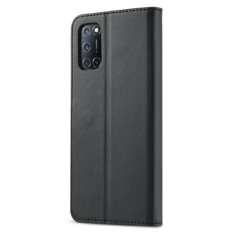 LC.IMEEKE Wallet Design Leather Phone Stand Case Shell for Oppo Reno5 4G/5G / Reno5 K 4G/5G / Find X3 Lite - Black