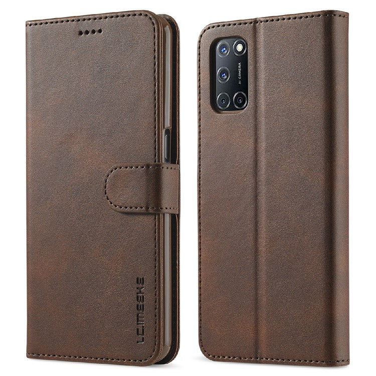 LC.IMEEKE Wallet Design Leather Phone Stand Case Shell for Oppo Reno5 4G/5G / Reno5 K 4G/5G / Find X3 Lite - Brown