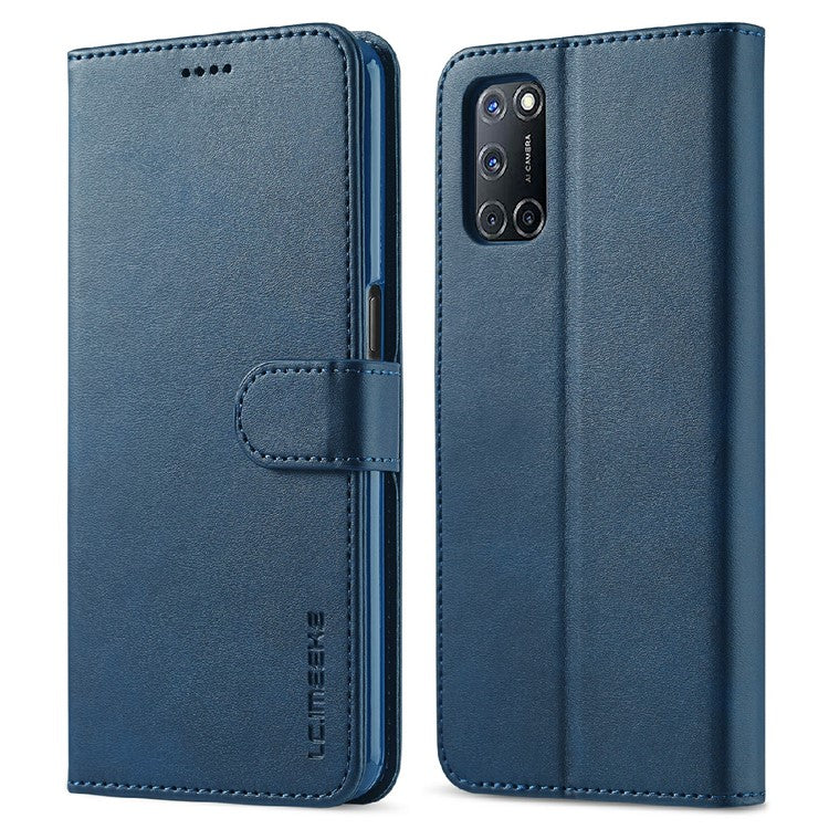 LC.IMEEKE Wallet Design Leather Phone Stand Case Shell for Oppo Reno5 4G/5G / Reno5 K 4G/5G / Find X3 Lite - Blue