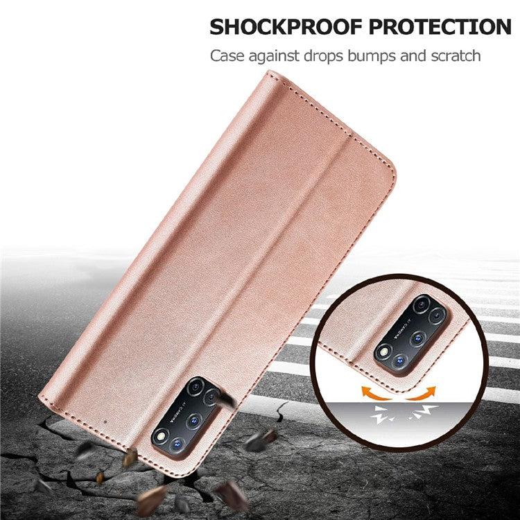 LC.IMEEKE Wallet Design Leather Phone Stand Case Shell for Oppo Reno5 4G/5G / Reno5 K 4G/5G / Find X3 Lite - Pink