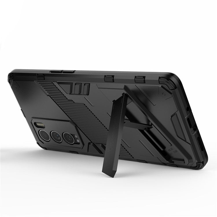 Military Grade Kickstand Hard PC Soft TPU Shockproof Protective Case for Realme GT Explorer Master - Black