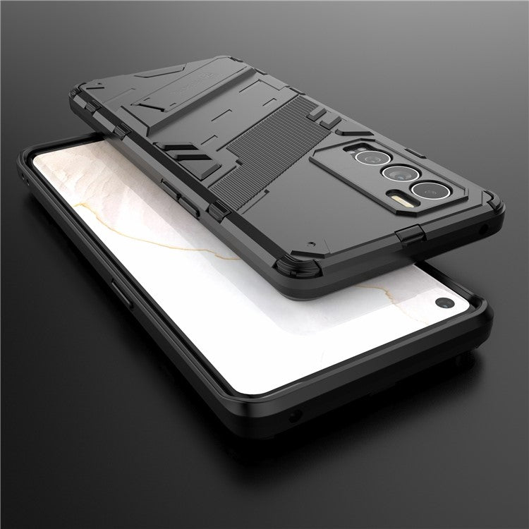 Military Grade Kickstand Hard PC Soft TPU Shockproof Protective Case for Realme GT Explorer Master - Black