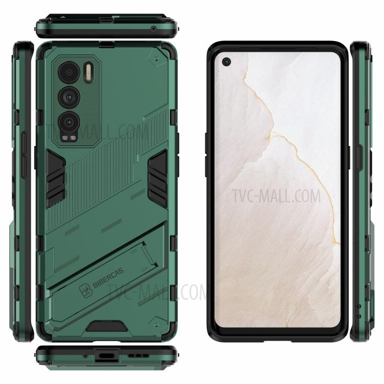 Military Grade Kickstand Hard PC Soft TPU Shockproof Protective Case for Realme GT Explorer Master - Green