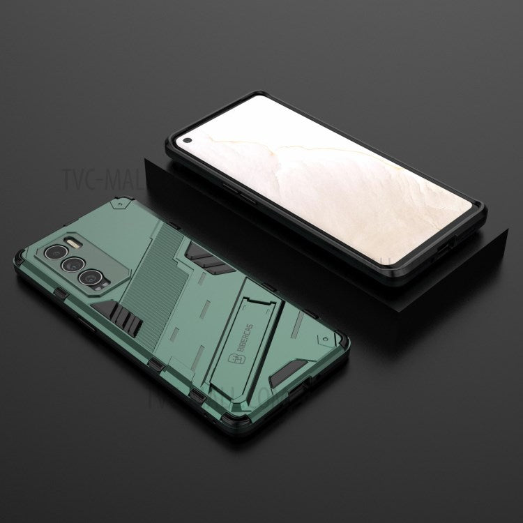 Military Grade Kickstand Hard PC Soft TPU Shockproof Protective Case for Realme GT Explorer Master - Green