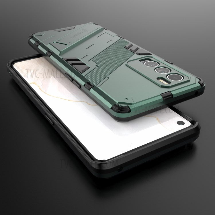 Military Grade Kickstand Hard PC Soft TPU Shockproof Protective Case for Realme GT Explorer Master - Green