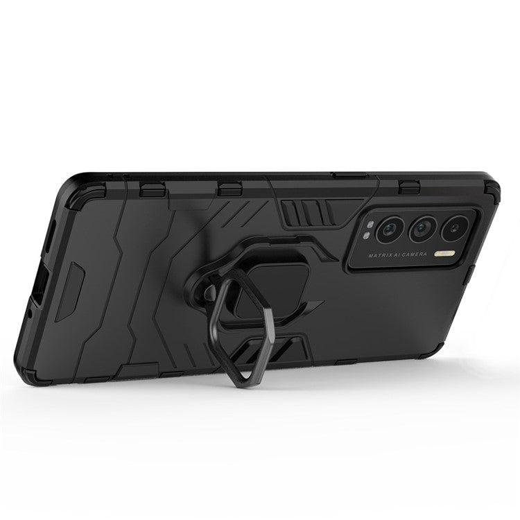 Drop Protection Ring Kickstand Hard PC + TPU Frame Cover Case for Realme GT Explorer Master - Black