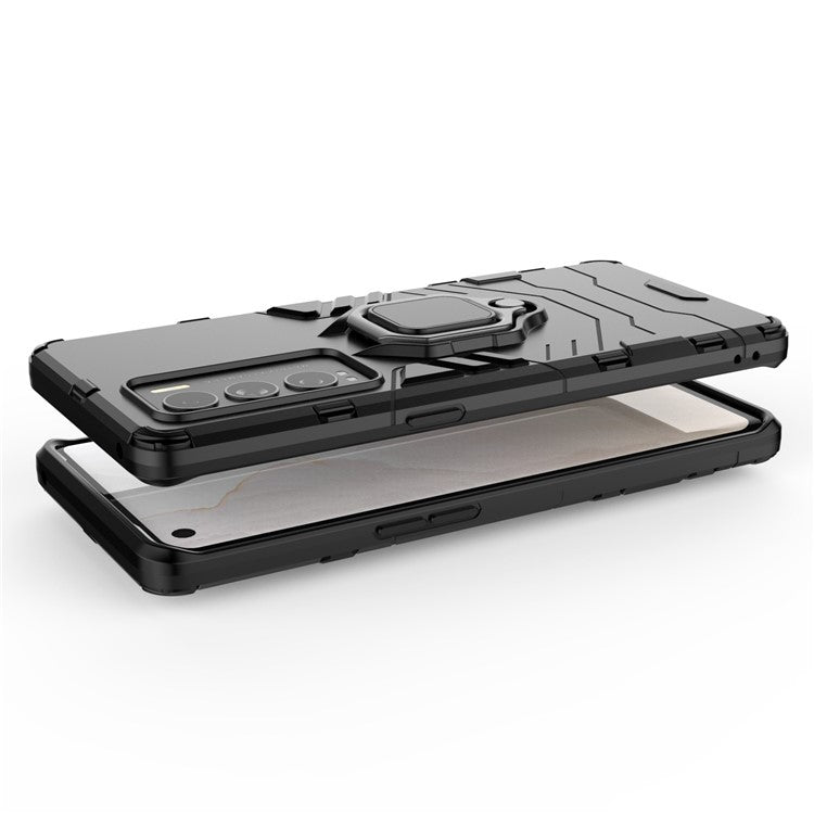 Drop Protection Ring Kickstand Hard PC + TPU Frame Cover Case for Realme GT Explorer Master - Black