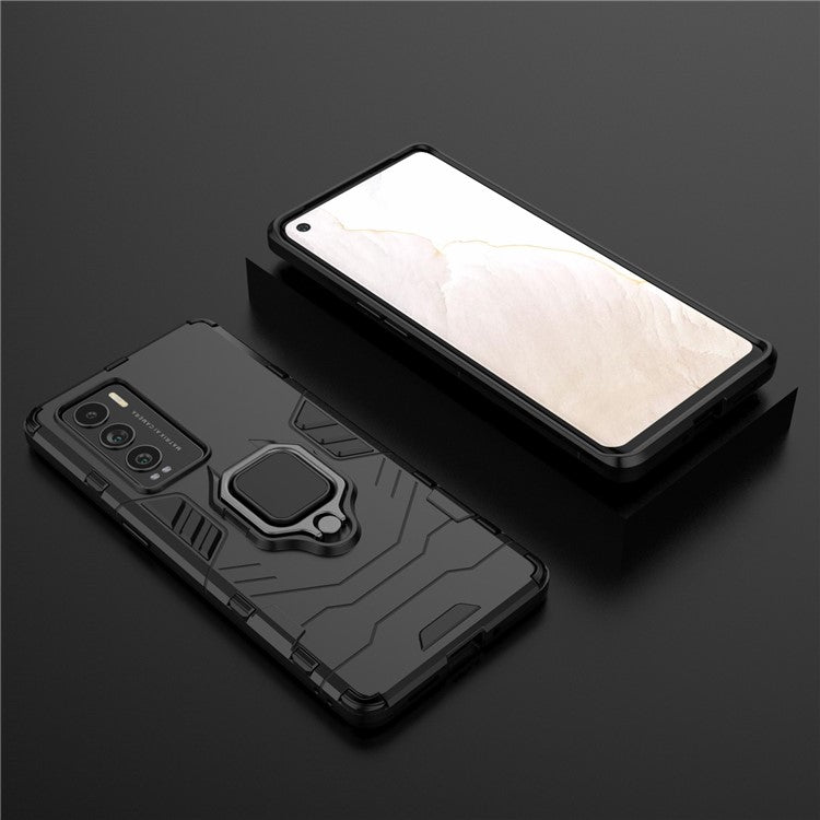 Drop Protection Ring Kickstand Hard PC + TPU Frame Cover Case for Realme GT Explorer Master - Black