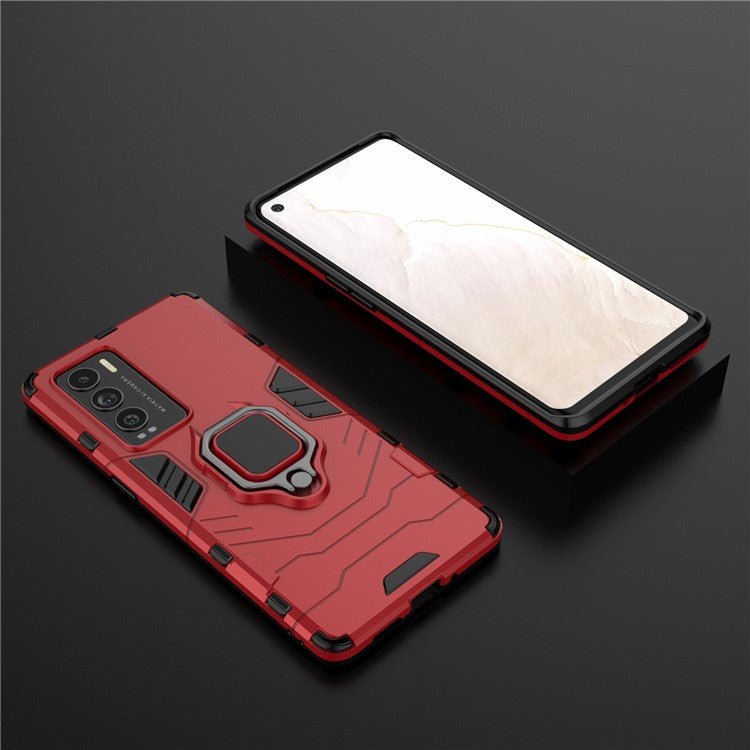 Drop Protection Ring Kickstand Hard PC + TPU Frame Cover Case for Realme GT Explorer Master - Red