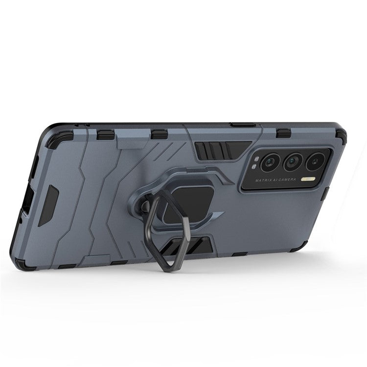 Drop Protection Ring Kickstand Hard PC + TPU Frame Cover Case for Realme GT Explorer Master - Blue