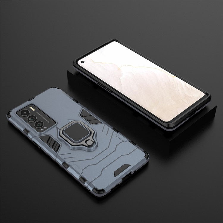 Drop Protection Ring Kickstand Hard PC + TPU Frame Cover Case for Realme GT Explorer Master - Blue