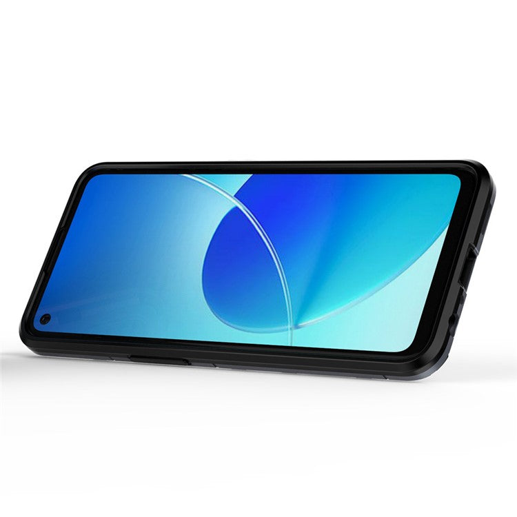 Ring Kickstand Shockproof Dual Layered Hard PC Soft TPU Protective Case for OPPO Reno6 Z - Blue