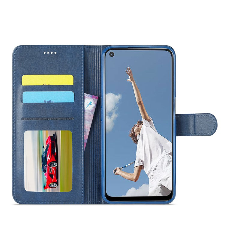 LC.IMEEKE Leather Phone Cover Wallet Stand Case for Oppo Reno6 5G - Blue