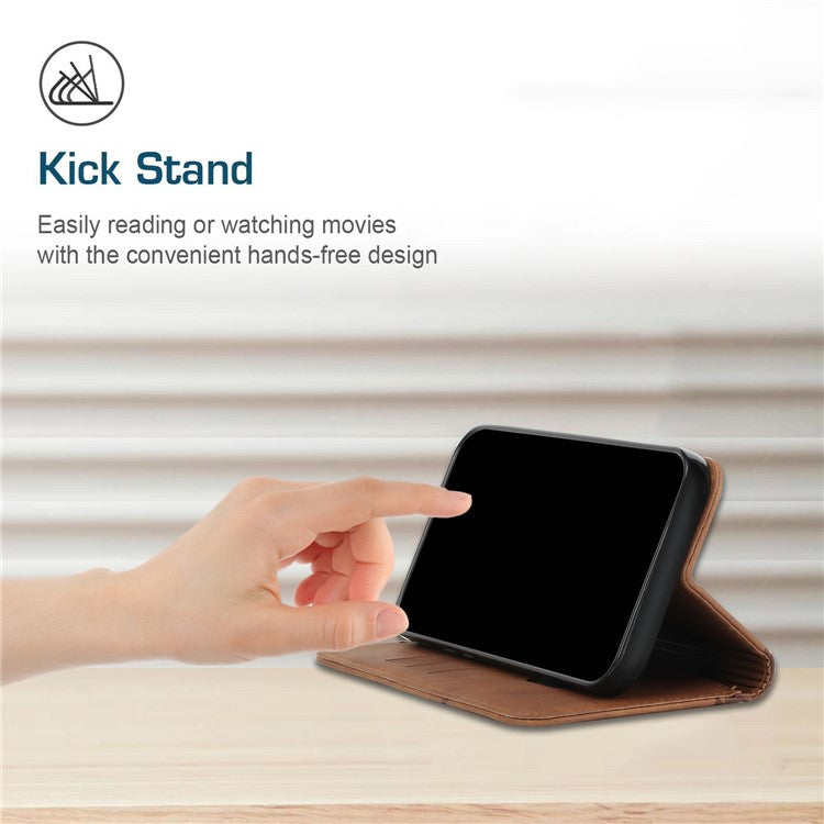 Skin-touch Feel Fall Prevention Geometric Pattern Auto-absorbed Leather Case with Stand Wallet for Oppo A54 5G/A74 5G/A93 5G - Brown