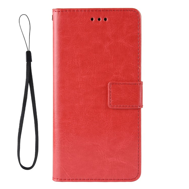 Crazy Horse Texture Wallet Stand PU Leather Case Shell with Strap for Realme GT Master - Red
