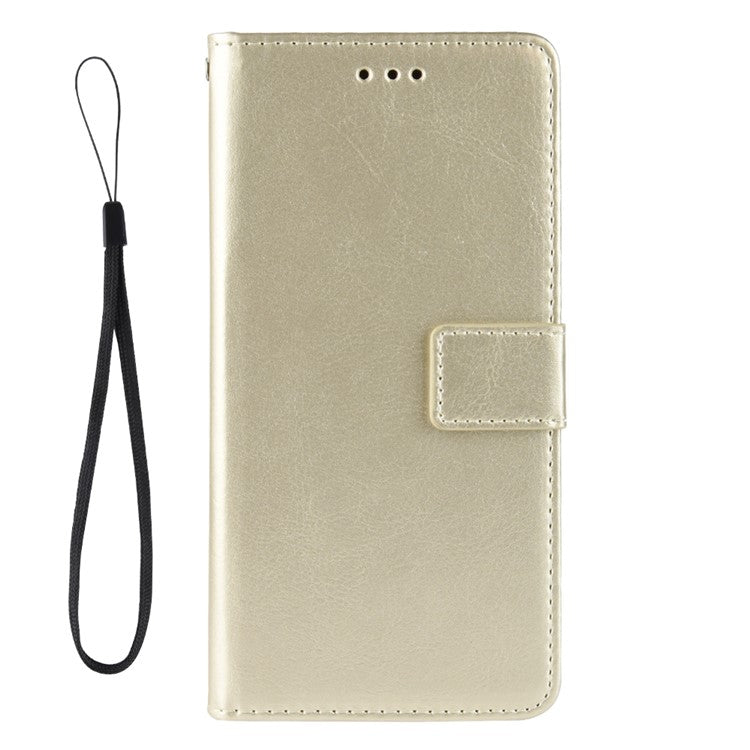 Crazy Horse Texture Wallet Stand PU Leather Case Shell with Strap for Realme GT Master - Gold