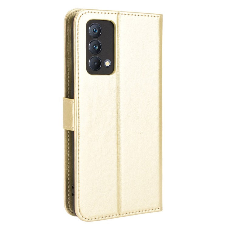Crazy Horse Texture Wallet Stand PU Leather Case Shell with Strap for Realme GT Master - Gold