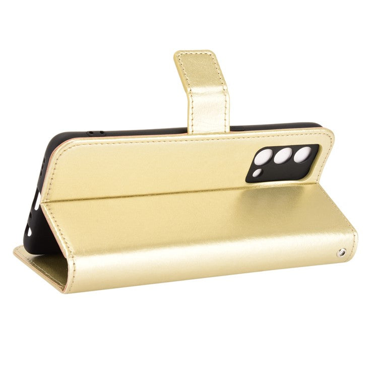Crazy Horse Texture Wallet Stand PU Leather Case Shell with Strap for Realme GT Master - Gold