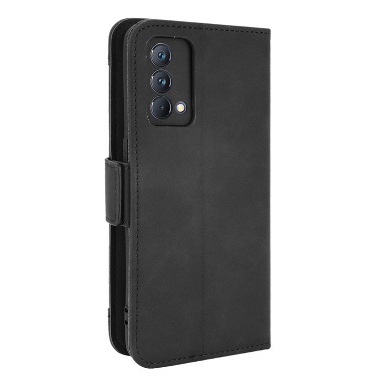 Multiple Card Slots Leather Case with Wallet Stand for Realme GT Master - Black