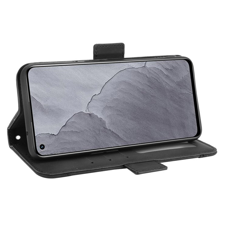 Multiple Card Slots Leather Case with Wallet Stand for Realme GT Master - Black