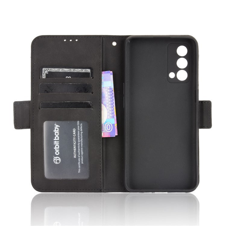 Multiple Card Slots Leather Case with Wallet Stand for Realme GT Master - Black