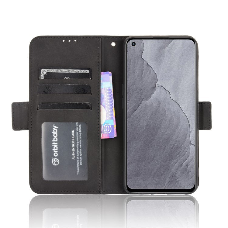 Multiple Card Slots Leather Case with Wallet Stand for Realme GT Master - Black