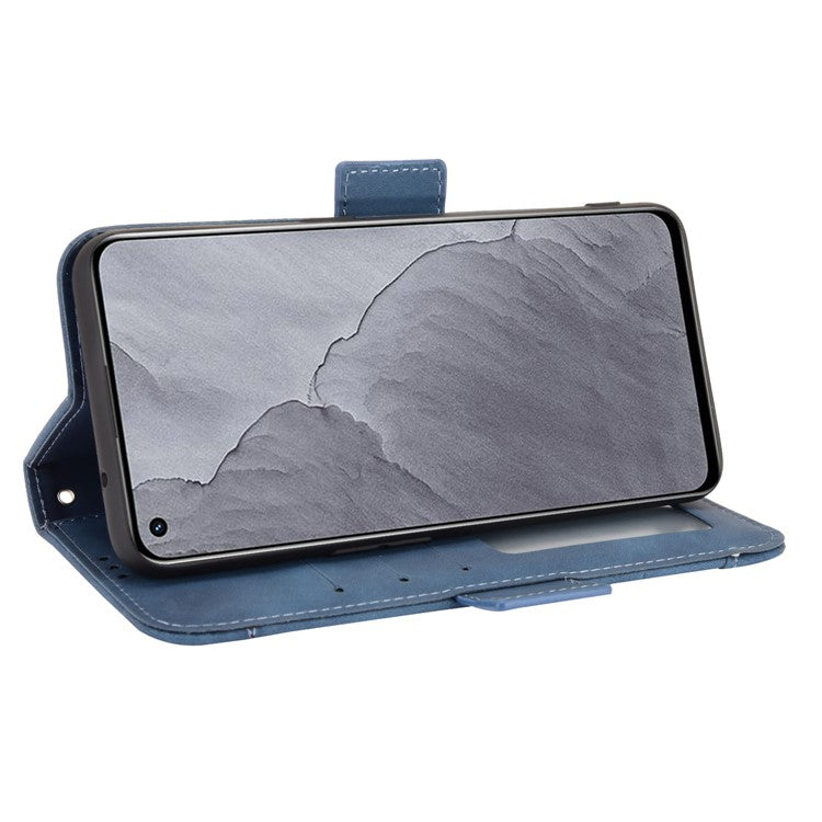 Multiple Card Slots Leather Case with Wallet Stand for Realme GT Master - Blue