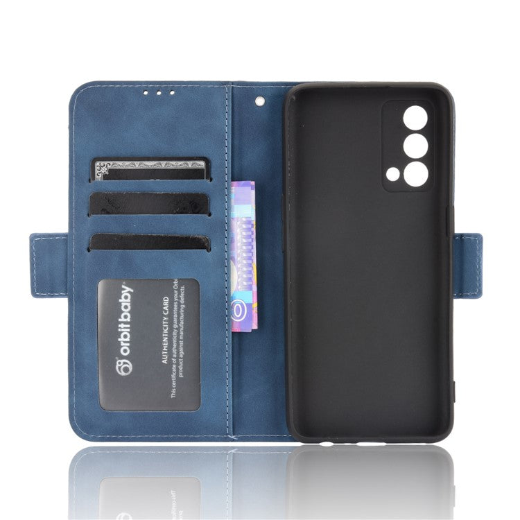Multiple Card Slots Leather Case with Wallet Stand for Realme GT Master - Blue
