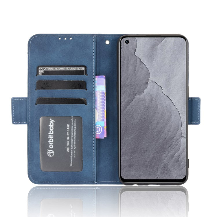 Multiple Card Slots Leather Case with Wallet Stand for Realme GT Master - Blue