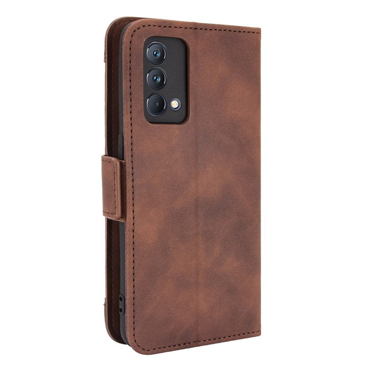 Multiple Card Slots Leather Case with Wallet Stand for Realme GT Master - Brown