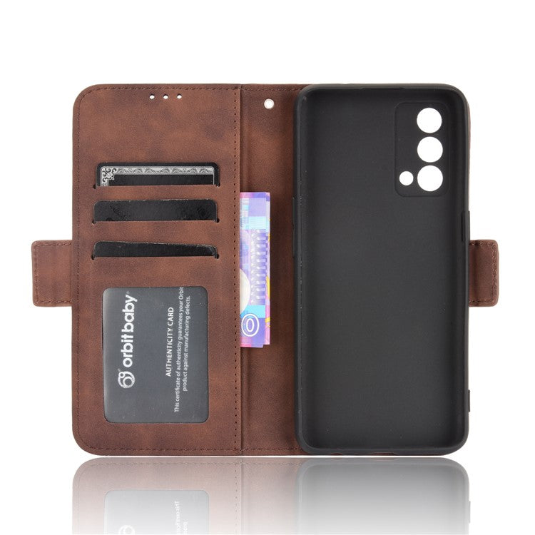 Multiple Card Slots Leather Case with Wallet Stand for Realme GT Master - Brown