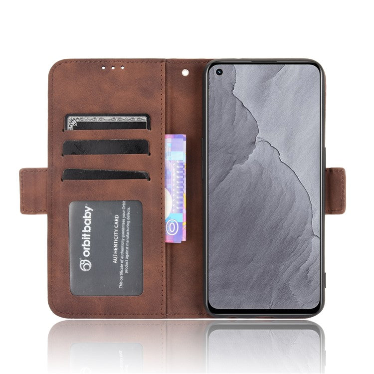 Multiple Card Slots Leather Case with Wallet Stand for Realme GT Master - Brown