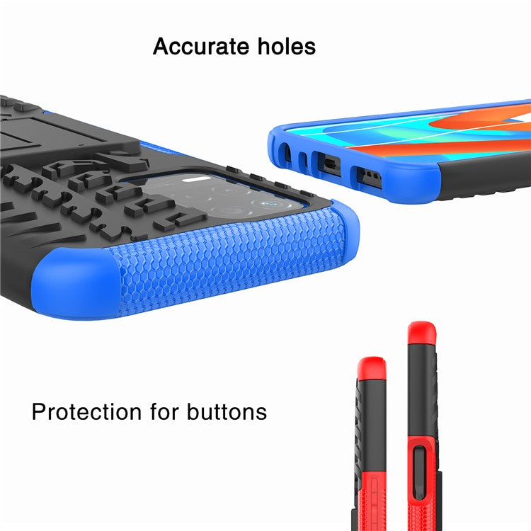 Tire Texture Dual-Layer PC + TPU Heavy Duty Rugged Case with Kickstand for Realme 8 5G/V13 5G/Narzo 30 5G - Rose