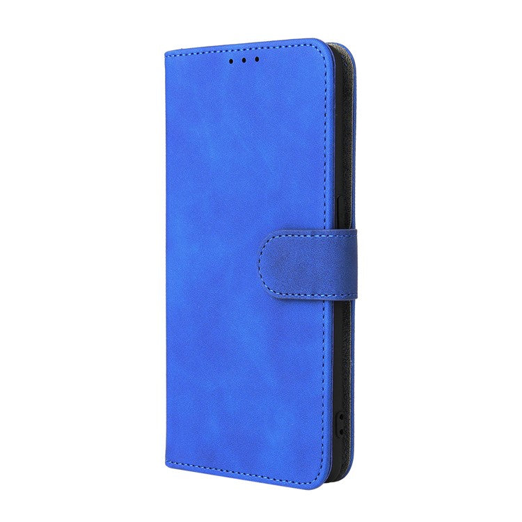 Skin-Touch PU Leather Wallet Stand Case Magnetic Flip Shockproof Protective Cover for Realme GT Master - Blue