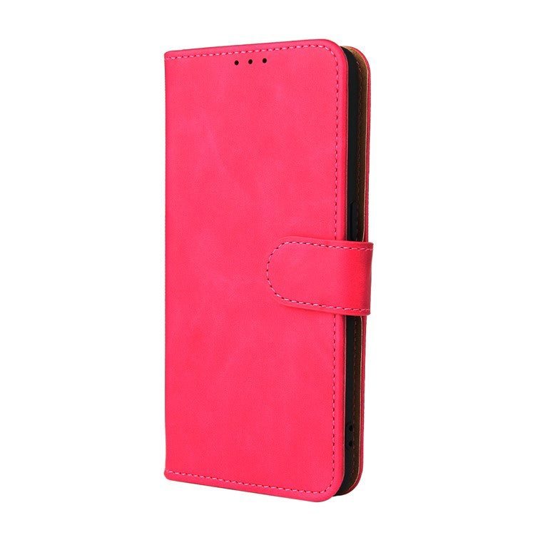 Skin-Touch PU Leather Wallet Stand Case Magnetic Flip Shockproof Protective Cover for Realme GT Master - Rose