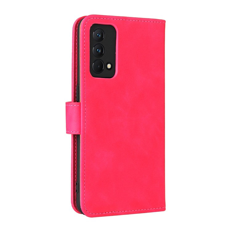 Skin-Touch PU Leather Wallet Stand Case Magnetic Flip Shockproof Protective Cover for Realme GT Master - Rose