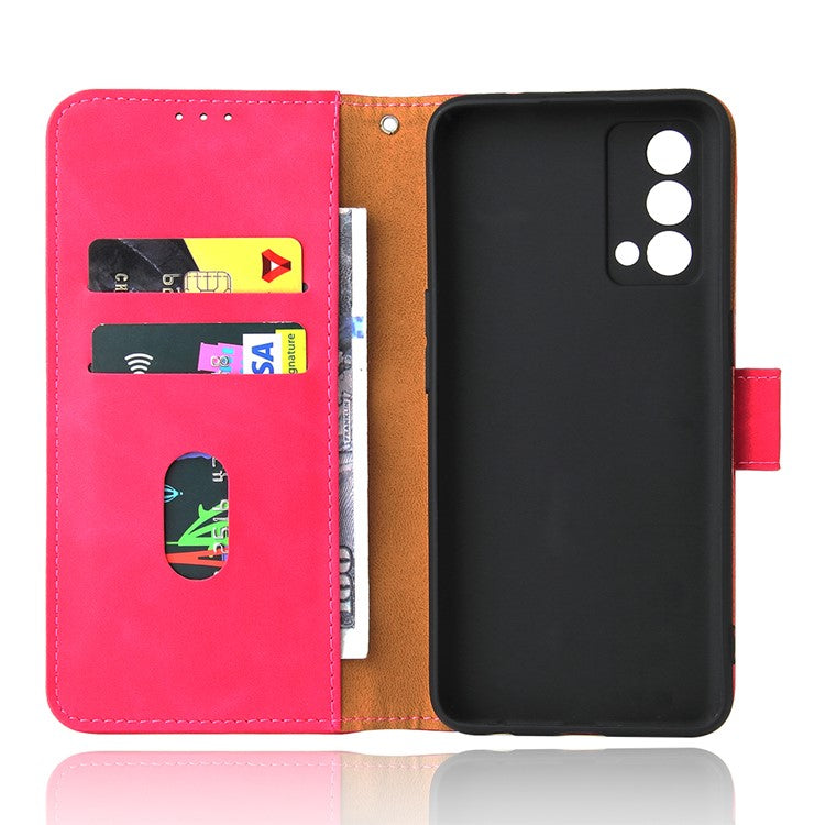 Skin-Touch PU Leather Wallet Stand Case Magnetic Flip Shockproof Protective Cover for Realme GT Master - Rose