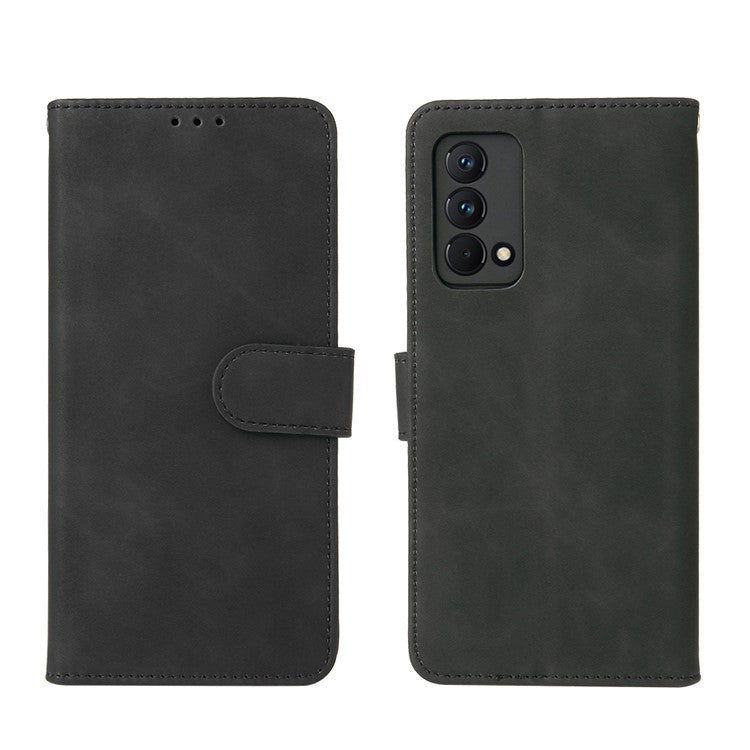 Skin-Touch PU Leather Wallet Stand Case Magnetic Flip Shockproof Protective Cover for Realme GT Master - Black