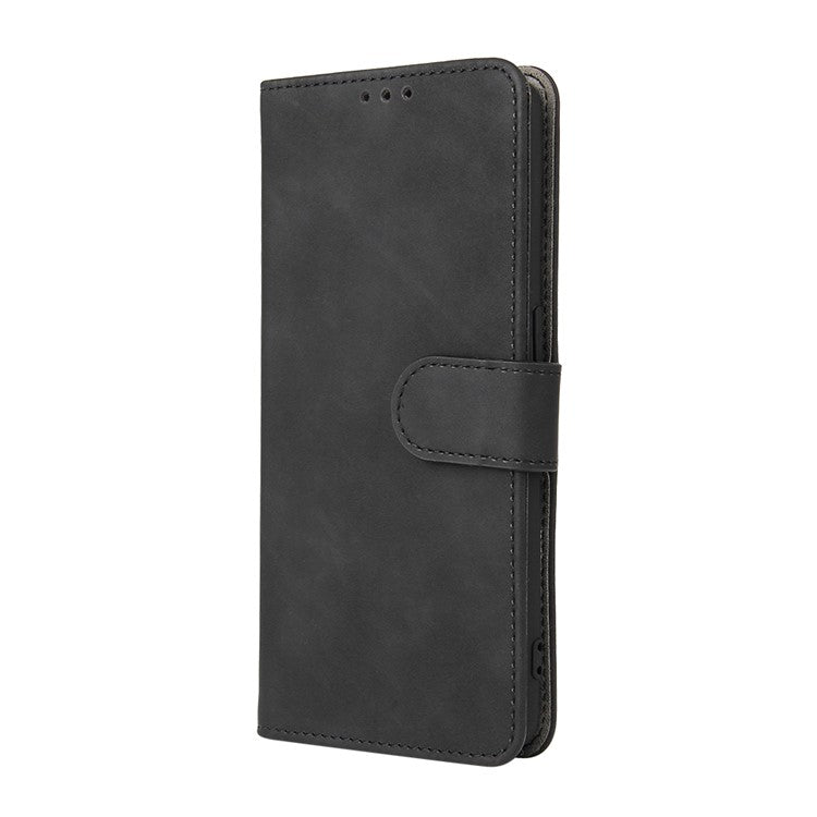 Skin-Touch PU Leather Wallet Stand Case Magnetic Flip Shockproof Protective Cover for Realme GT Master - Black