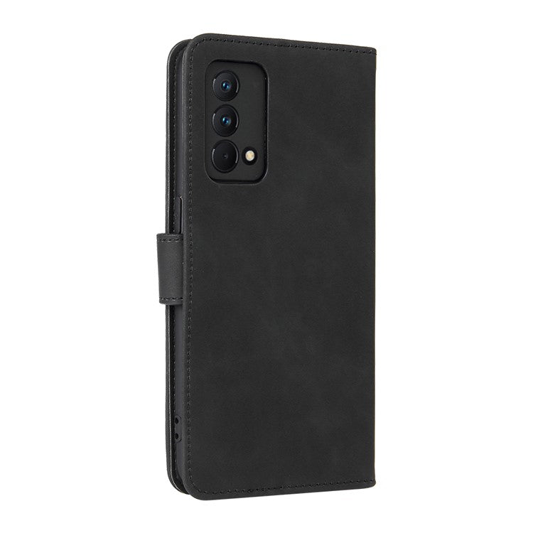 Skin-Touch PU Leather Wallet Stand Case Magnetic Flip Shockproof Protective Cover for Realme GT Master - Black