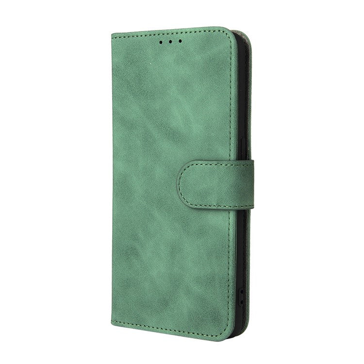 Skin-Touch PU Leather Wallet Stand Case Magnetic Flip Shockproof Protective Cover for Realme GT Master - Green