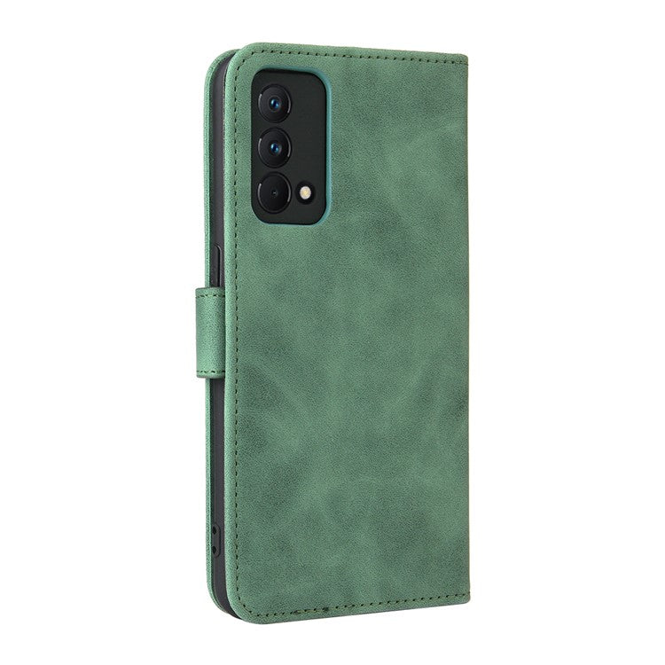Skin-Touch PU Leather Wallet Stand Case Magnetic Flip Shockproof Protective Cover for Realme GT Master - Green