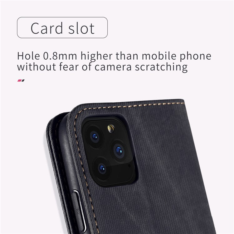 Jeans Cloth Texture Auto-absorbed Shockproof Wallet Design Full Body Protection Leather Phone Case with Stand for vivo Y21/Y33s - Brown