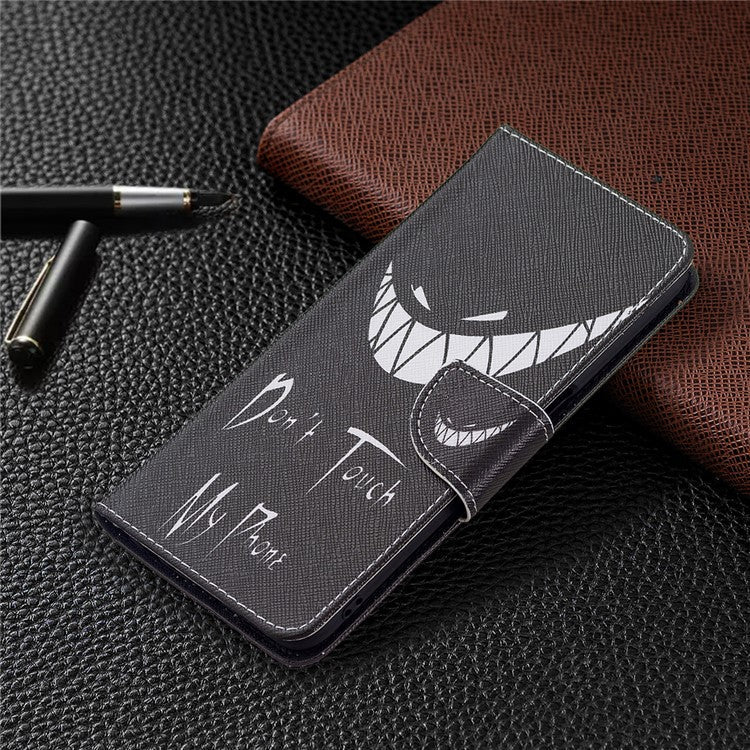Pattern Printing Premium PU Leather Wallet Stand Flip Protective Cover with Magnetic Closure for Oppo A16/A16s/A54s - Don't Touch My Phone
