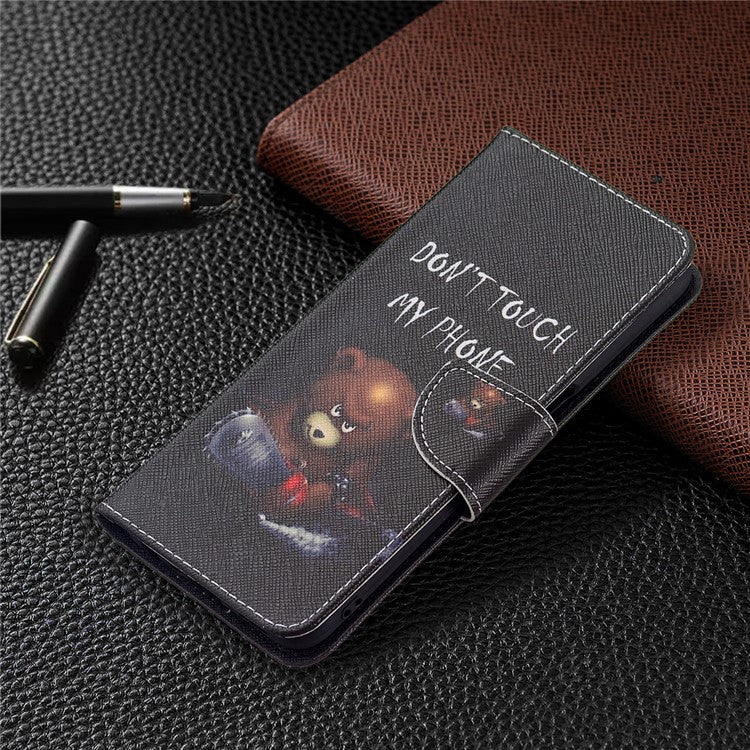 Pattern Printing Premium PU Leather Wallet Stand Flip Protective Cover with Magnetic Closure for Oppo A16/A16s/A54s - Bear