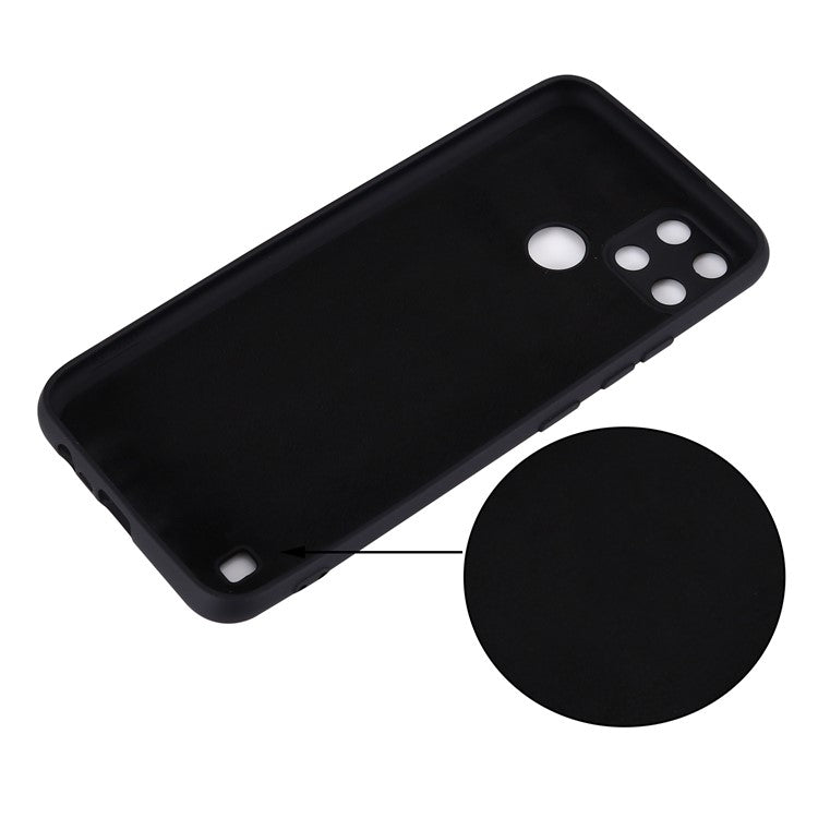 Soft Liquid Silicone Slim Protective Shockproof Case with Strap for Realme C21Y (Global Version) - Black