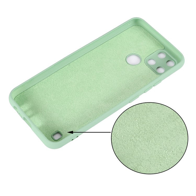 Soft Liquid Silicone Slim Protective Shockproof Case with Strap for Realme C21Y (Global Version) - Green